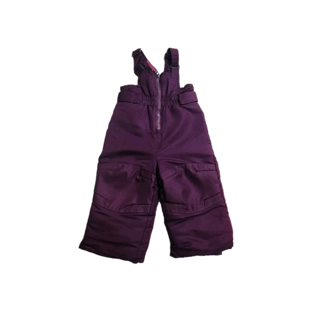 CHEROKEE 12M TODDLER BIBS SNOW PANTS PURPLE ADJUSTABLE WAIST